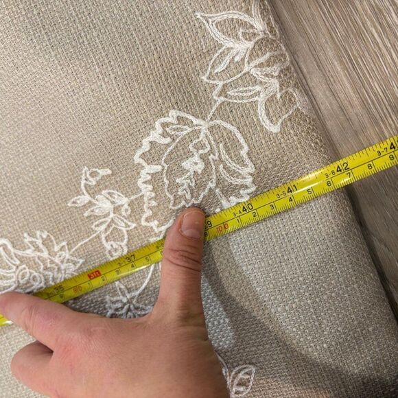 Linen Floral Embroidered Rod Pocket Heavy weight Curtain - 52 in. W x 84 in. L - Picture 4 of 5